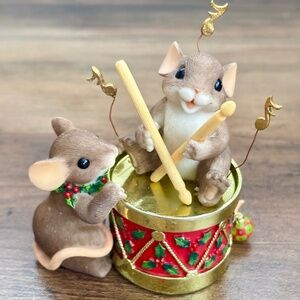 CHARMING TAILS Fitz & Floyd ENJOY THE HOLIDAY BEAT Mice Drums Figurine 87/170